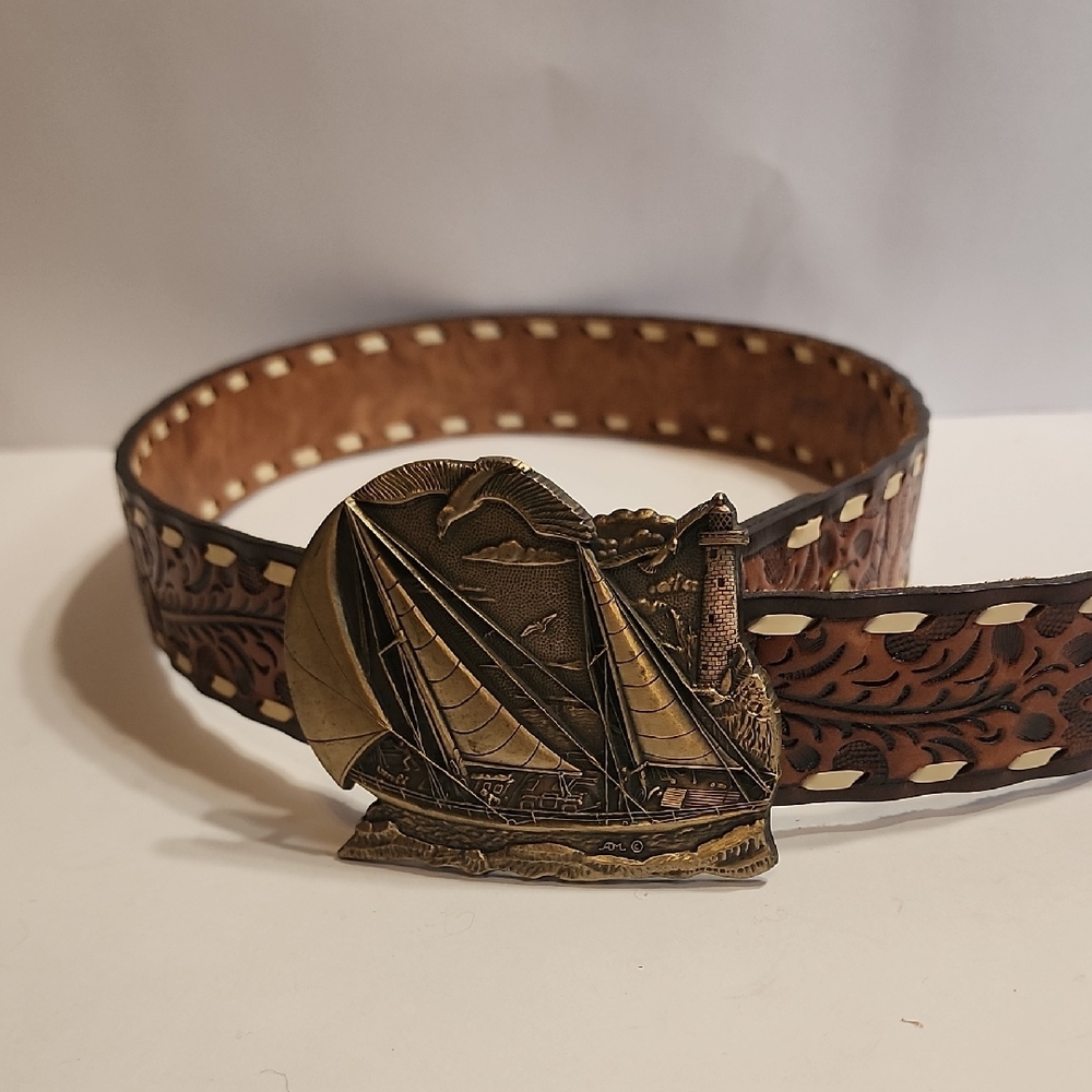 Circle Y Leather belt 8535 36 in. Award Designs Brass buckle